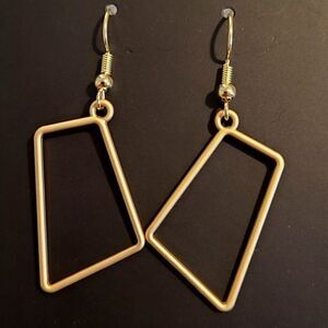 New Handcrafted Trapezium Outline Matte Gold Dangle Earrings